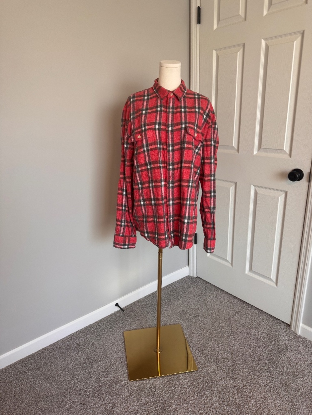Lucky Brand Men’s XL Tall Red Plaid Soft Flannel Long Sleeve Button Down Shirt